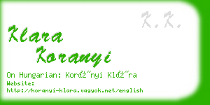 klara koranyi business card